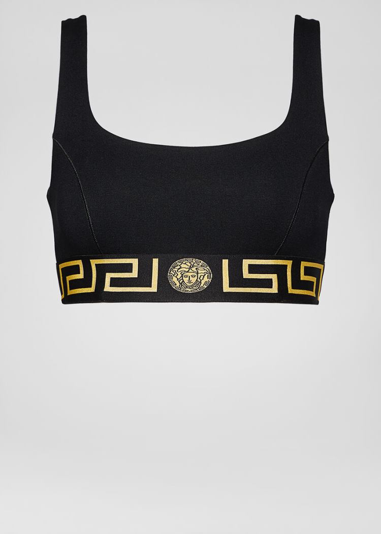Versace Greca Border Sports Bra αθλητικα σουτιεν γυναικεια μαυρα | X8PBM6D