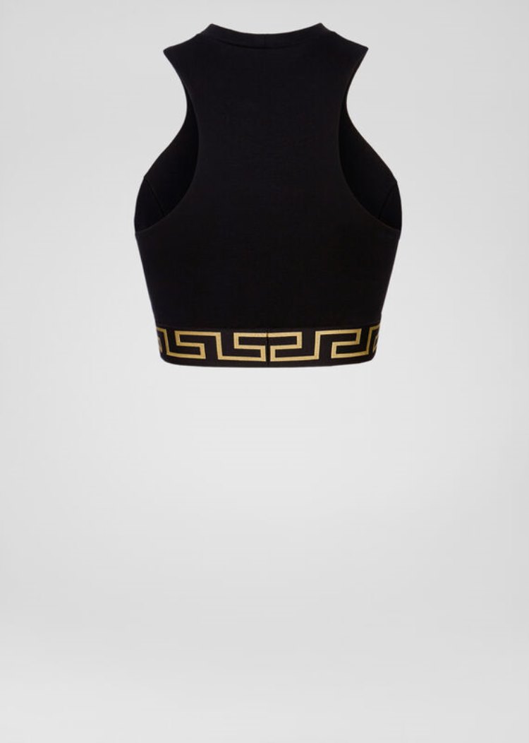 Versace Greca Border Sports Top Αριστος γυναικεια μαυρα | 46V8LGG