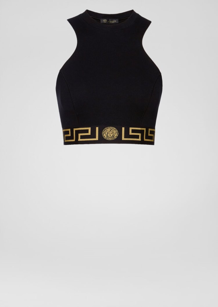 Versace Greca Border Sports Top Αριστος γυναικεια μαυρα | 46V8LGG