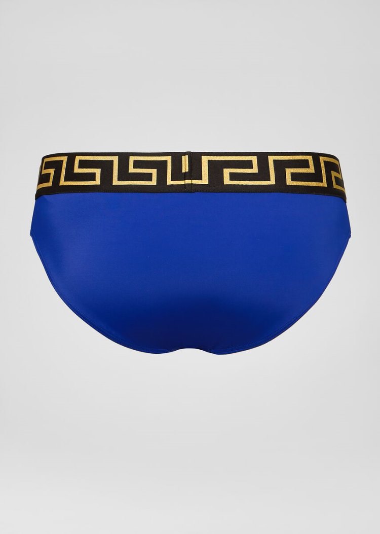 Versace Greca Border Swim Briefs μαγιό ανδρικα μπλε | 5CDCCW7