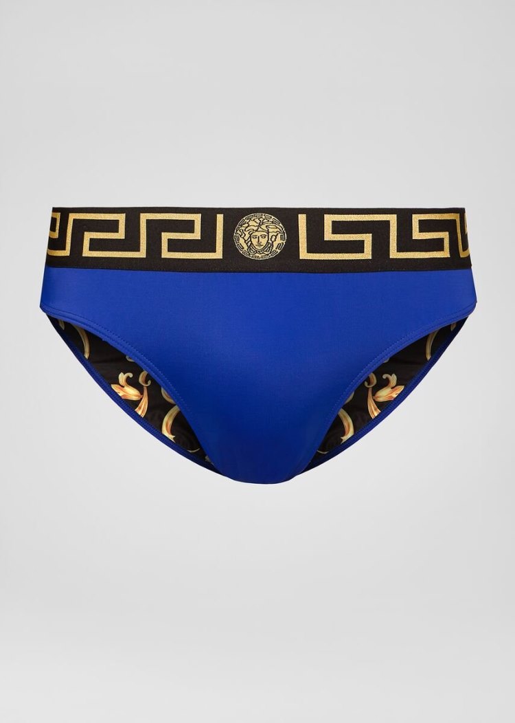 Versace Greca Border Swim Briefs μαγιό ανδρικα μπλε | 5CDCCW7