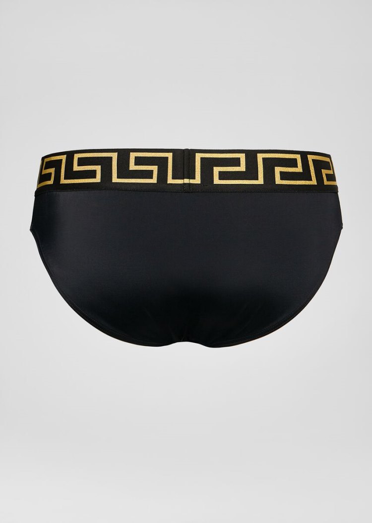 Versace Greca Border Swim Briefs μαγιό ανδρικα μαυρα | G2D2CS2