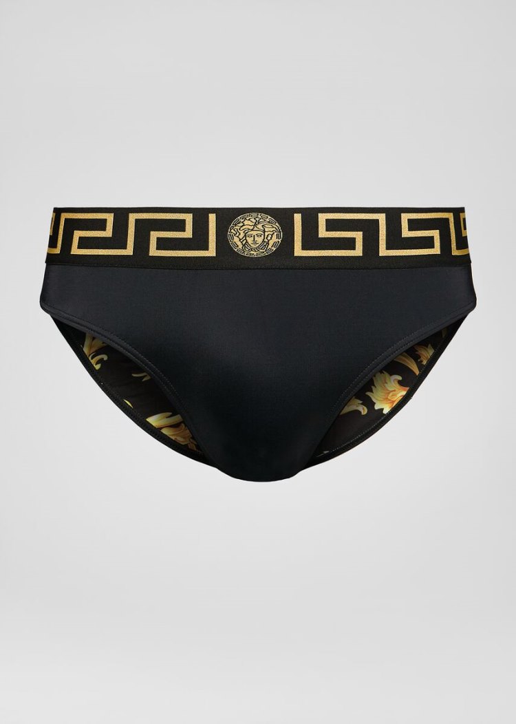 Versace Greca Border Swim Briefs μαγιό ανδρικα μαυρα | G2D2CS2