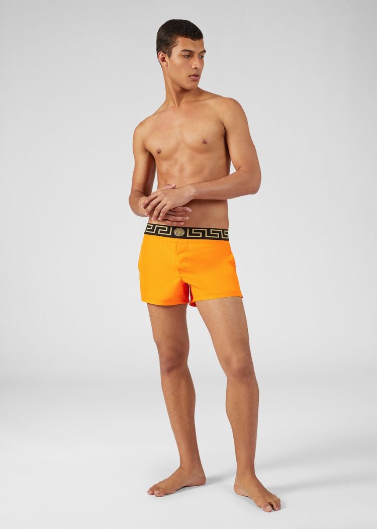 Versace Greca Border Swim Shorts μαγιό ανδρικα πορτοκαλι | 22WSMNY