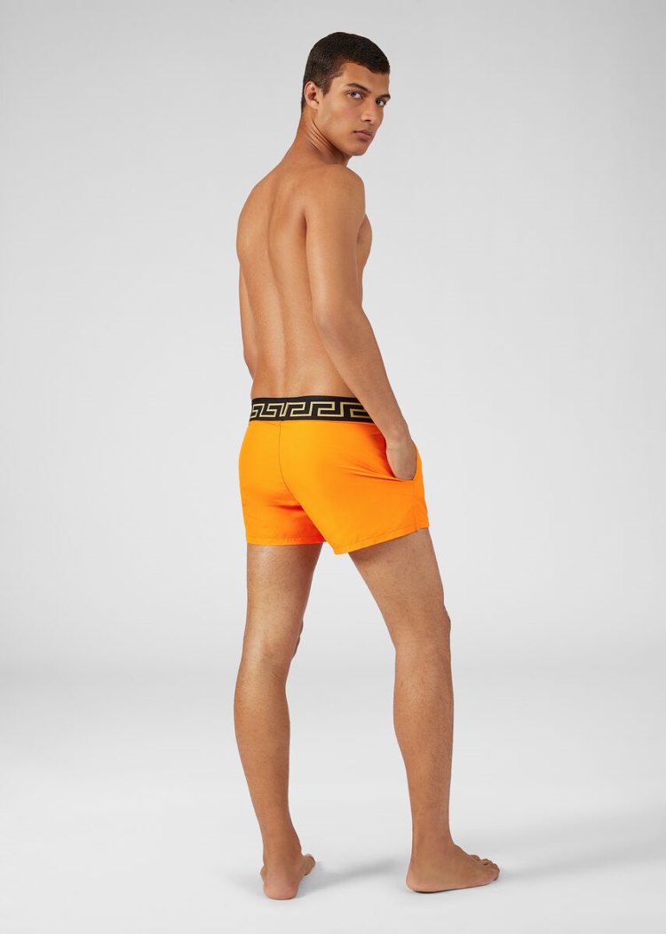 Versace Greca Border Swim Shorts μαγιό ανδρικα πορτοκαλι | 22WSMNY