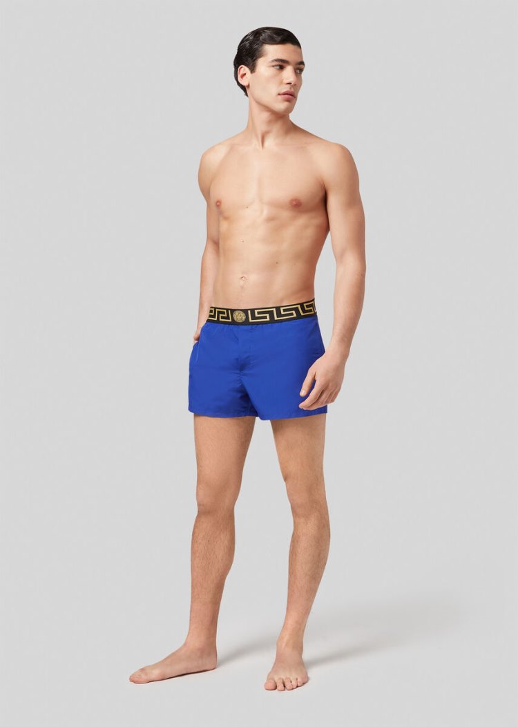 Versace Greca Border Swim Shorts μαγιό ανδρικα μπλε | KB0F7KK