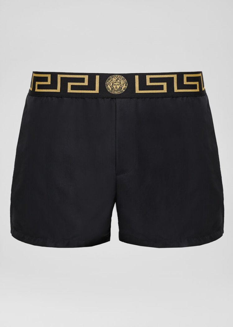 Versace Greca Border Swim Shorts μαγιό ανδρικα μαυρα | LVJ5NK0