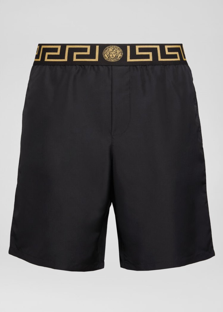 Versace Greca Border Swim Trunks μαγιό ανδρικα μαυρα | 19WTVUZ
