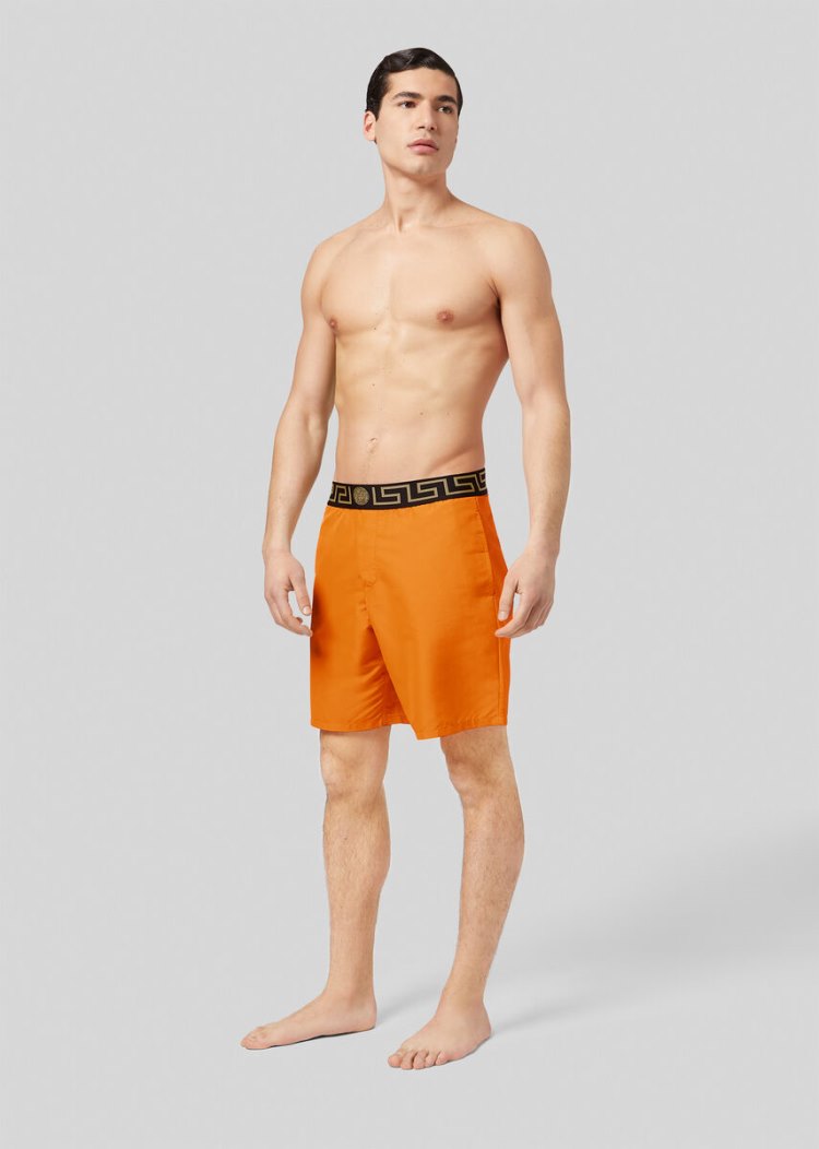 Versace Greca Border Swim Trunks μαγιό ανδρικα πορτοκαλι | 5PBEGAT