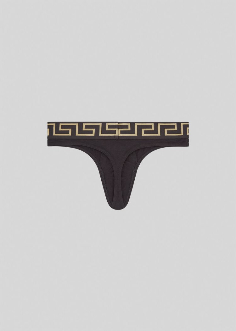 Versace Greca Border Thongs εσωρουχα ανδρικα μαυρα | CTNSSVX