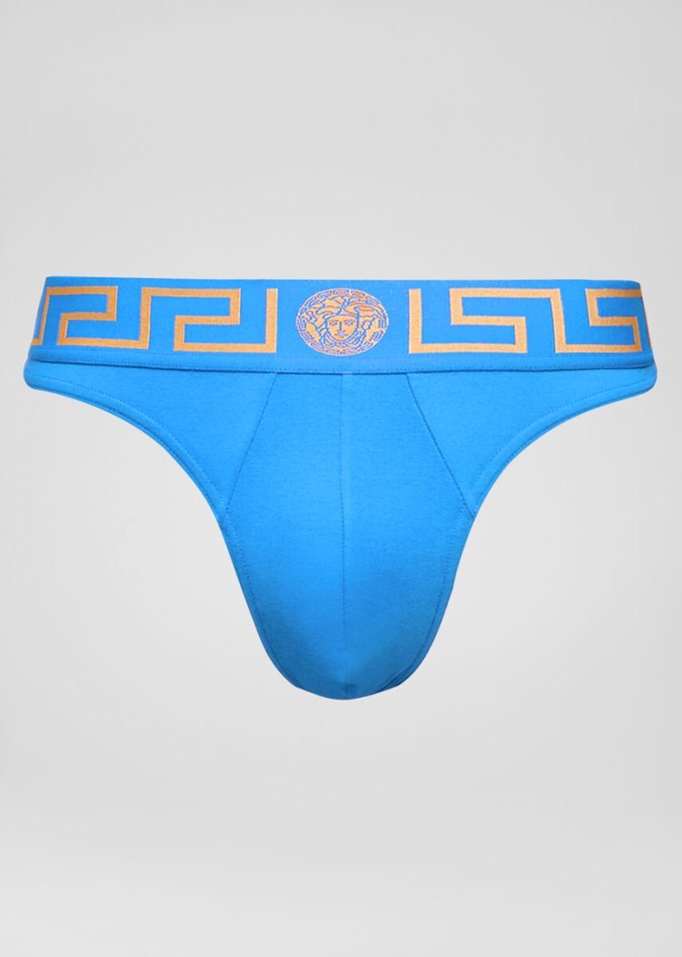 Versace Greca Border Thongs εσωρουχα ανδρικα μπλε | K6C84I0