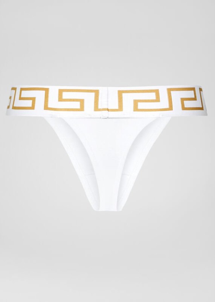 Versace Greca Border Thongs εσωρουχα γυναικεια ασπρα | CZLYB4A