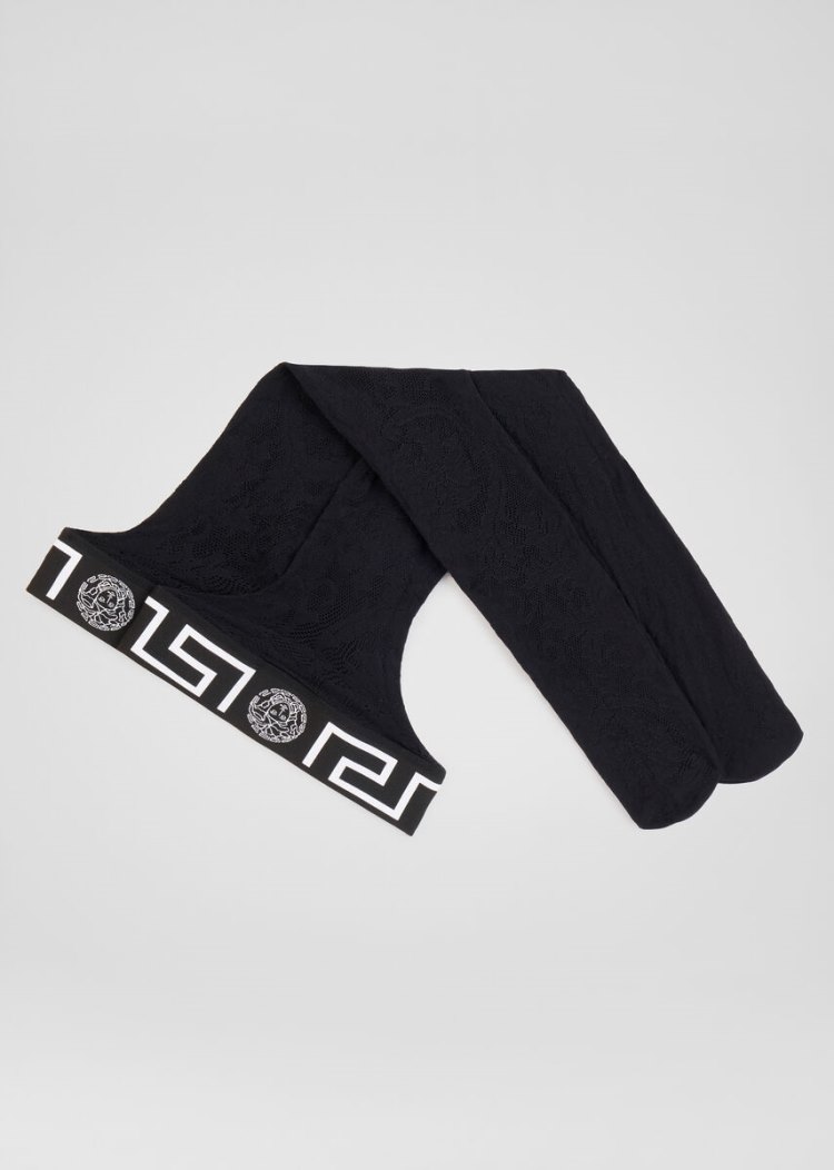 Versace Greca Border Tights εσωρουχα γυναικεια μαυρα | VVE70I1