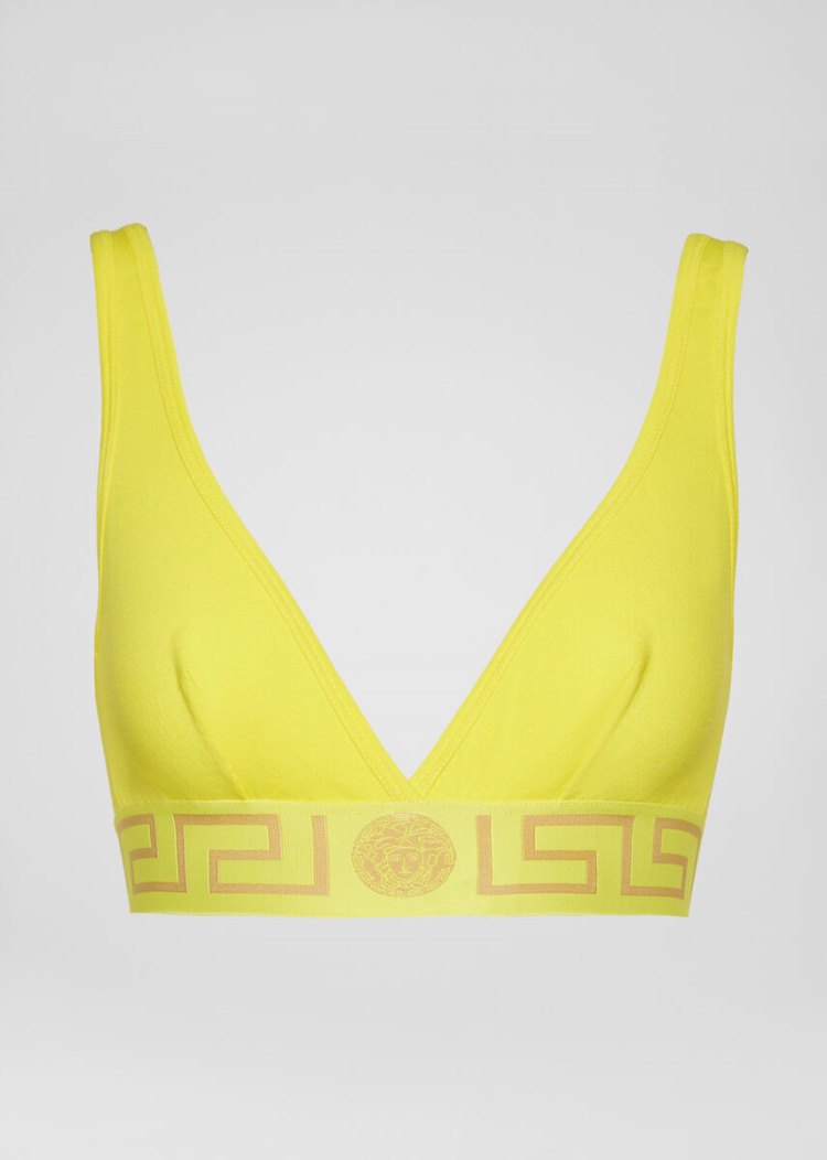 Versace Greca Border Triangle Bralette εσωρουχα γυναικεια κίτρινα | TXDQKBW