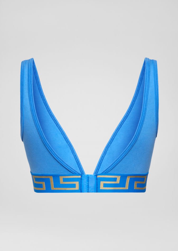 Versace Greca Border Triangle Bralette εσωρουχα γυναικεια μπλε | WTUVCWA