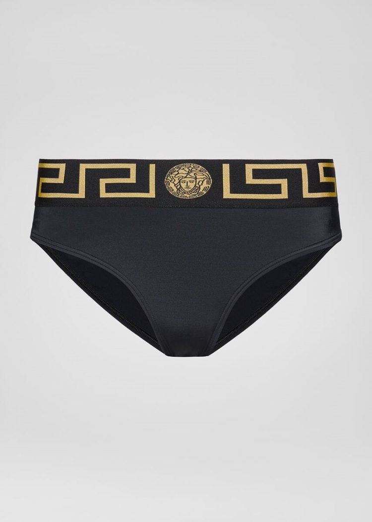 Versace Greca Border Μπικίνι Briefs μαγιό γυναικεια μαυρα | 5C0OOHF