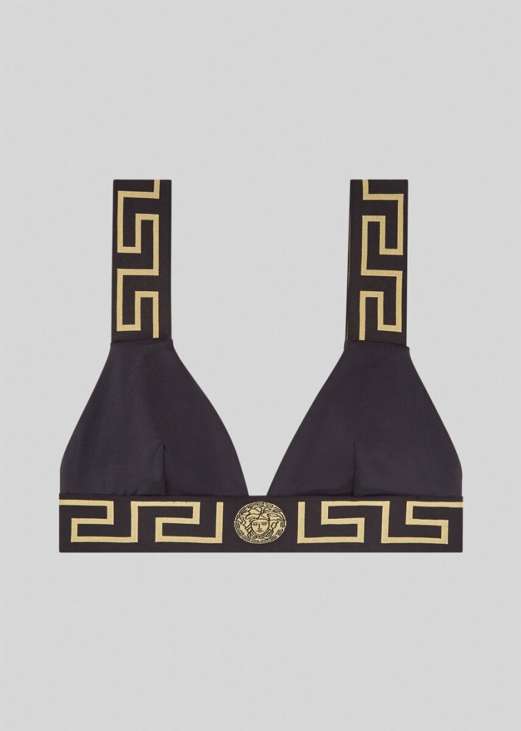Versace Greca Border Μπικίνι Top μαγιό γυναικεια μαυρα | ZPR6H0N
