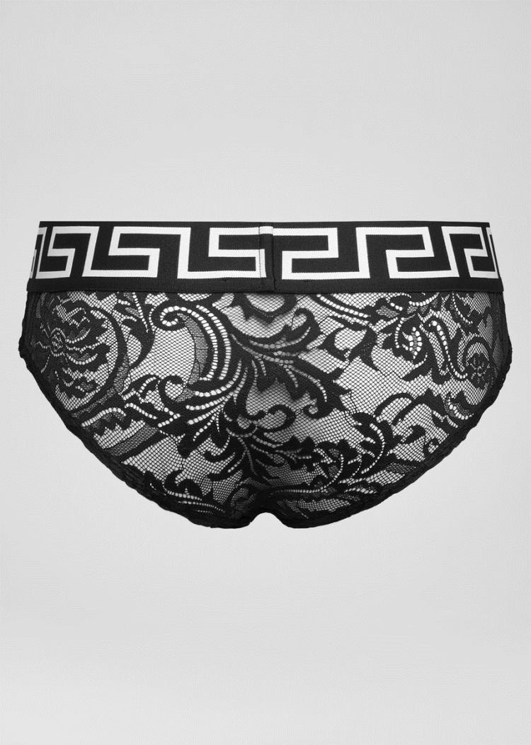 Versace Greca Border δαντελα Briefs εσωρουχα γυναικεια μαυρα | 1VZ855F