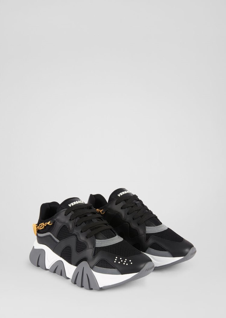 Versace Greca Chain Squalo Trainers αθλητικα γυναικεια μαυρα | 4TCCQG5