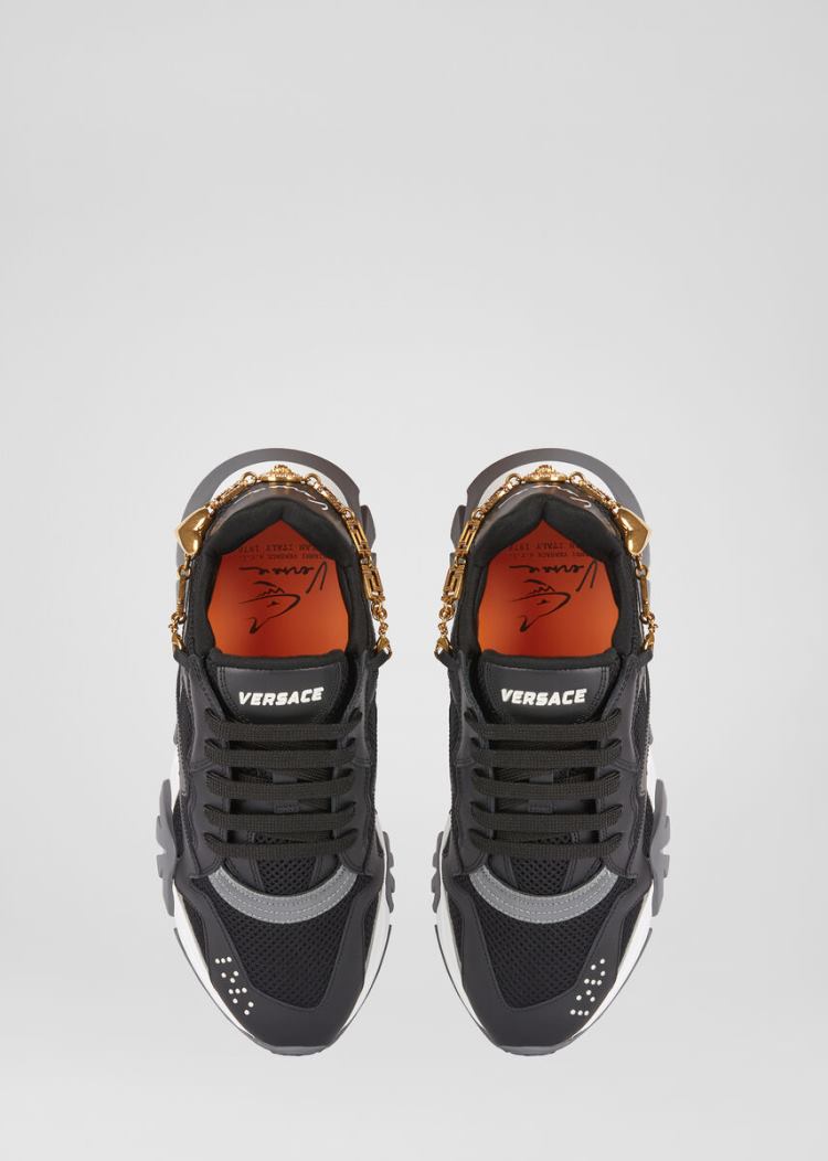 Versace Greca Chain Squalo Trainers αθλητικα γυναικεια μαυρα | 4TCCQG5