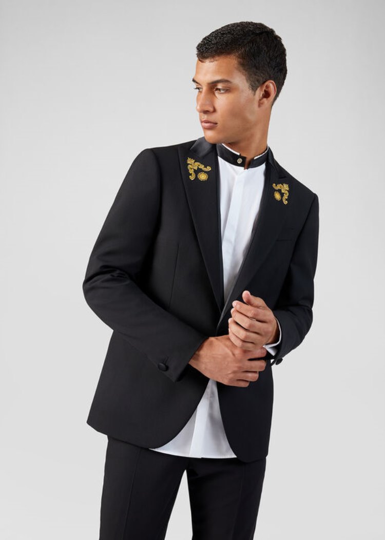 Versace Greca Embroidered Blazer Μπλέιζερ ανδρικα μαυρα | JG3GFOG