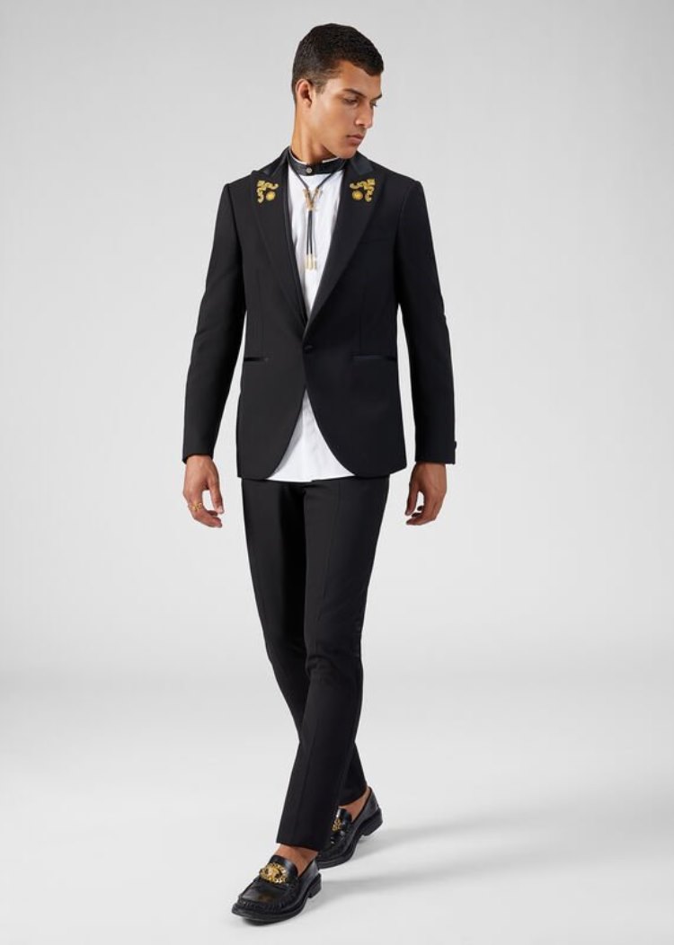 Versace Greca Embroidered Blazer Μπλέιζερ ανδρικα μαυρα | JG3GFOG