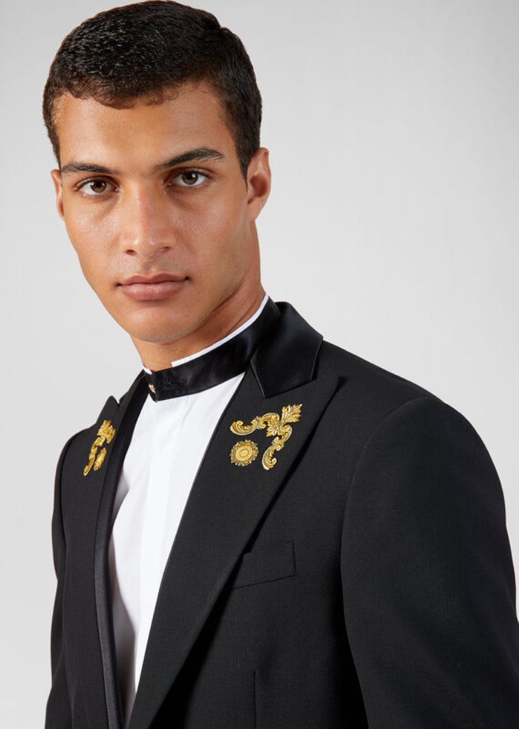 Versace Greca Embroidered Blazer Μπλέιζερ ανδρικα μαυρα | JG3GFOG