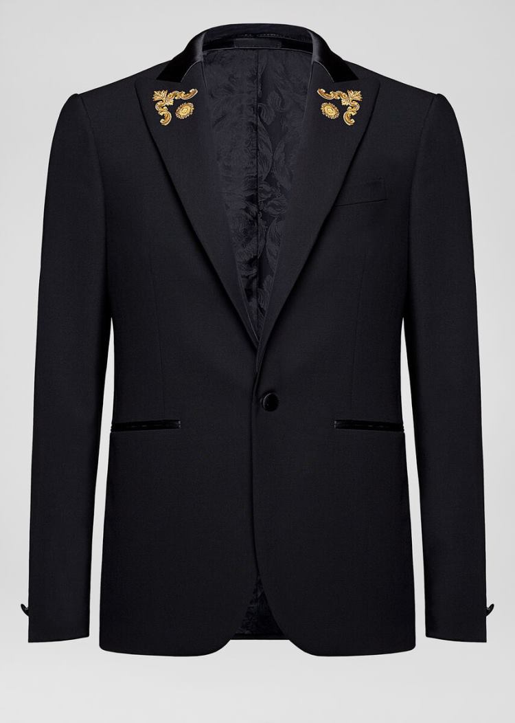Versace Greca Embroidered Blazer Μπλέιζερ ανδρικα μαυρα | JG3GFOG
