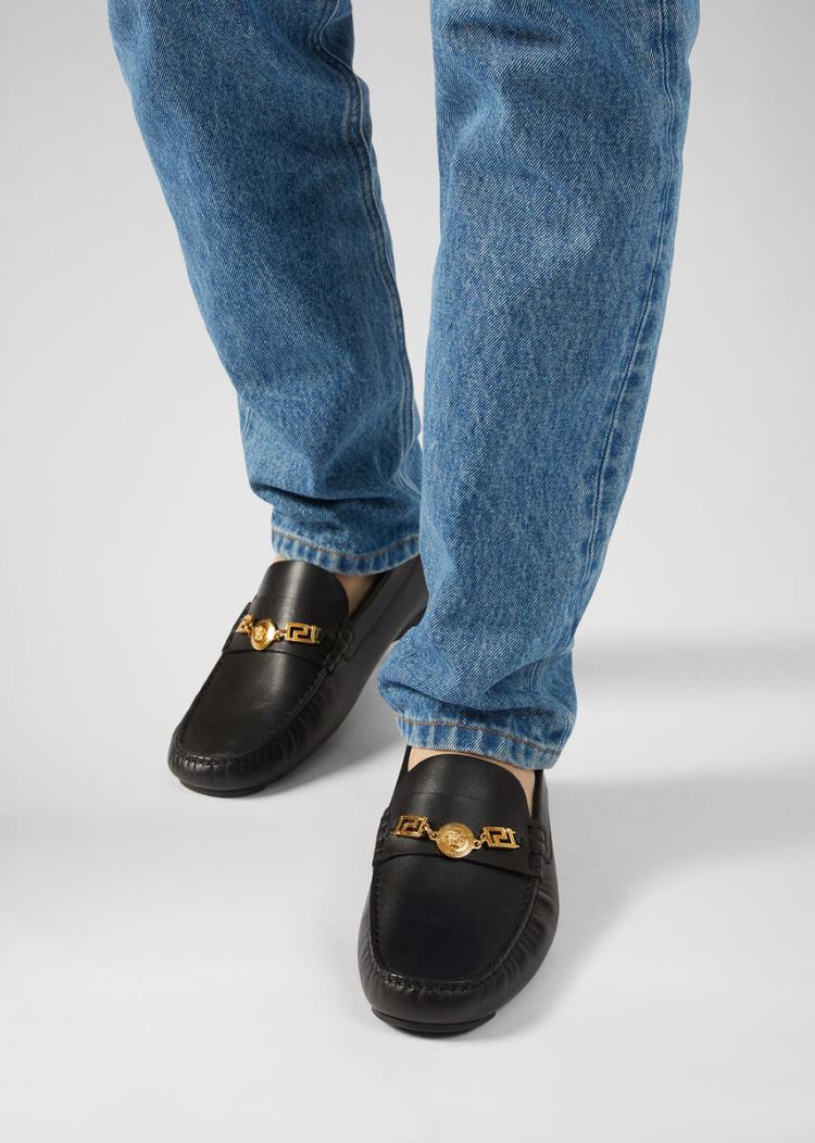 Versace Greca Loafers Loafers ανδρικα μαυρα | SOI8UJC