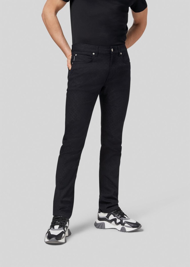 Versace Greca Pattern Jacquard Jeans τζιν παντελονι ανδρικα μαυρα | ON5GVHJ
