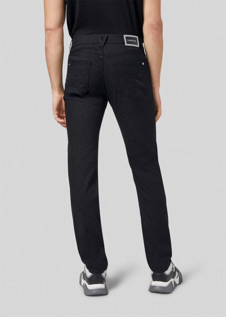 Versace Greca Pattern Jacquard Jeans τζιν παντελονι ανδρικα μαυρα | ON5GVHJ