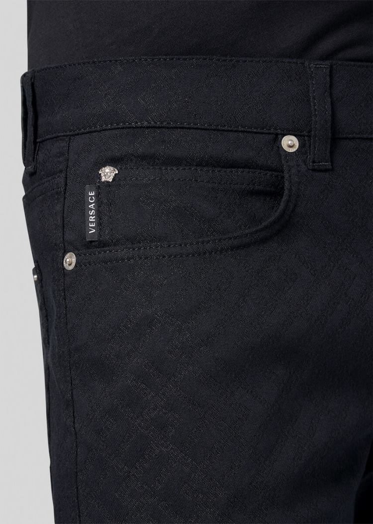 Versace Greca Pattern Jacquard Jeans τζιν παντελονι ανδρικα μαυρα | ON5GVHJ