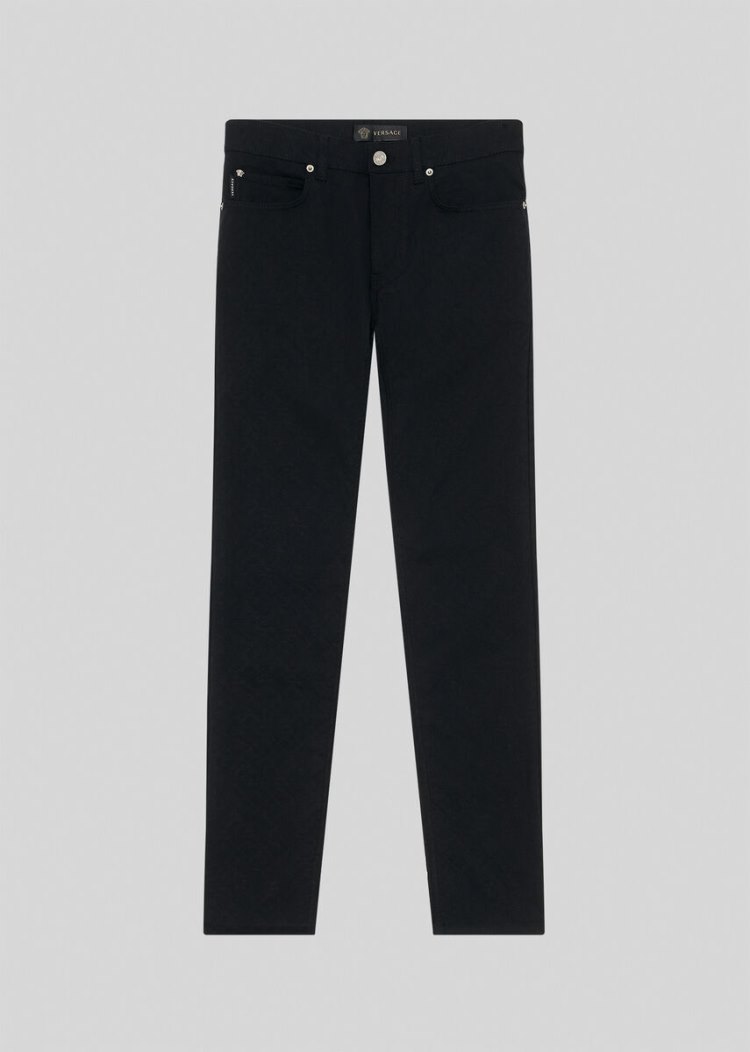 Versace Greca Pattern Jacquard Jeans τζιν παντελονι ανδρικα μαυρα | ON5GVHJ