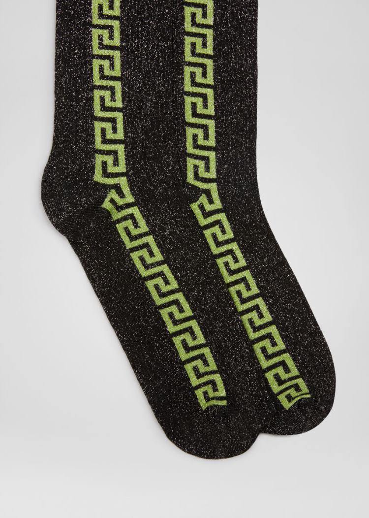Versace Greca Socks καλτσεσ ανδρικα μαυρα πρασινο | LKVIVJT