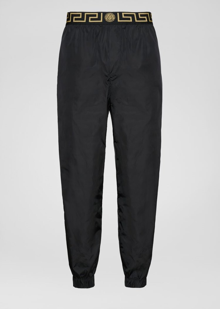 Versace Greco Border Print Gym Pants παντελονι ανδρικα μαυρα | DY5QOQK
