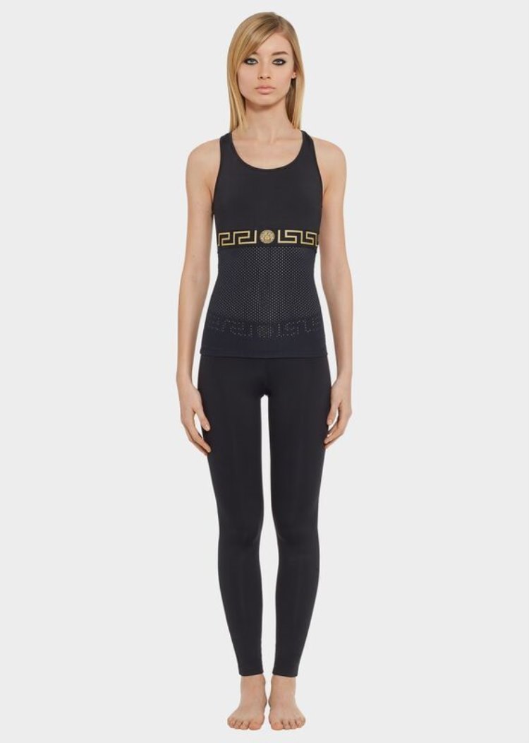 Versace Greek Key Mesh Sports Tank αμανικα μπλουζακια γυναικεια μαυρα | HPSDXN1