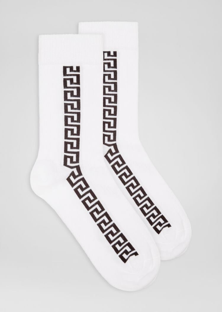 Versace Greek Key Socks καλτσεσ ανδρικα ασπρα | OQX3E7M
