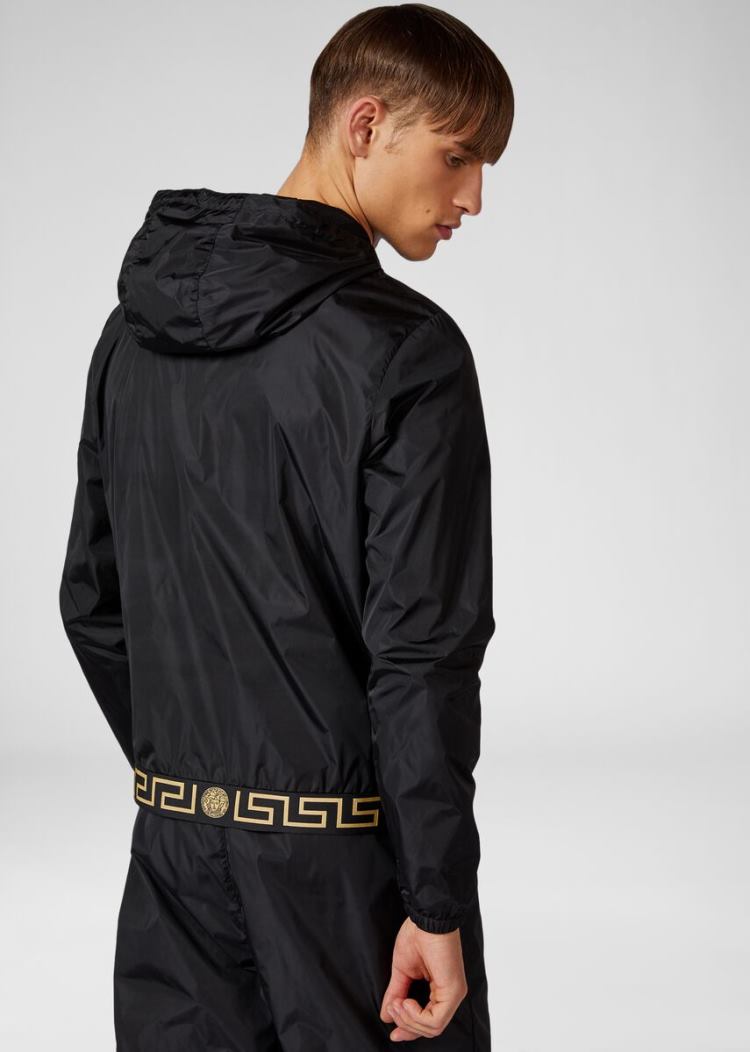 Versace Greek Key and logo gym jacket μπουφαν ανδρικα μαυρα | DD937DH