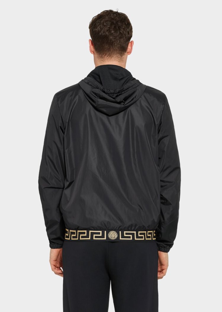 Versace Greek Key and logo gym jacket μπουφαν ανδρικα μαυρα | DD937DH