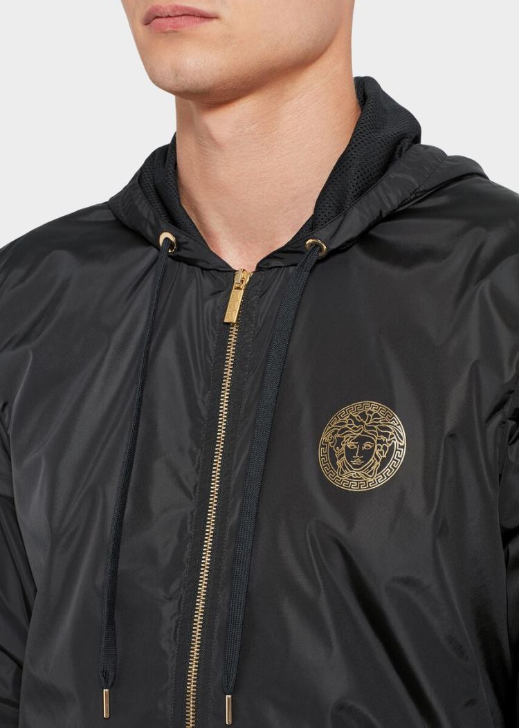Versace Greek Key and logo gym jacket μπουφαν ανδρικα μαυρα | DD937DH