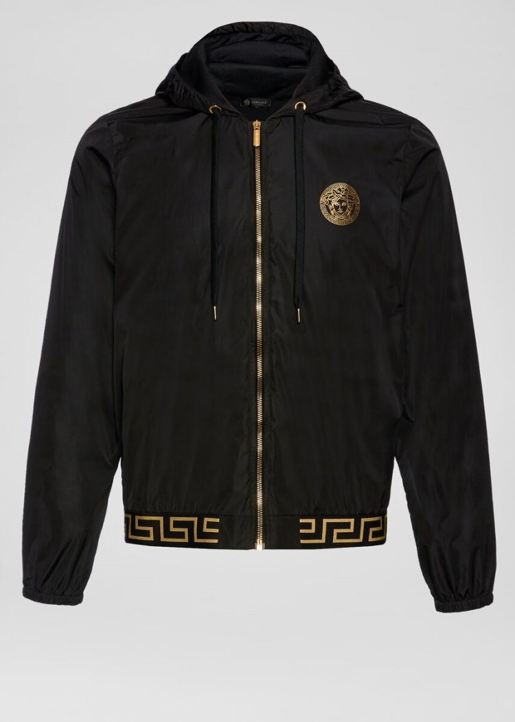 Versace Greek Key and logo gym jacket μπουφαν ανδρικα μαυρα | DD937DH