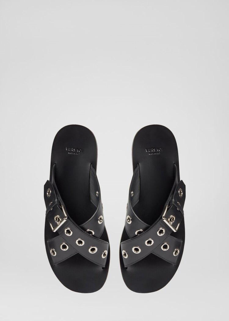 Versace Greek Sandals σανδαλια ανδρικα μαυρα | V68MXV0