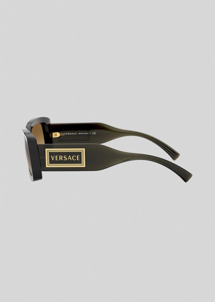 Versace Green 90s Vintage Logo γυαλια ηλιου γυναικεια καφε | QKGMZER