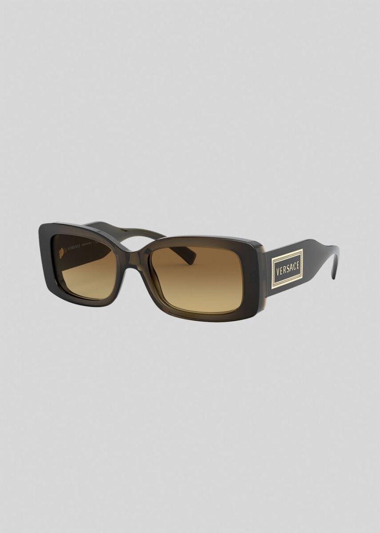 Versace Green 90s Vintage Logo γυαλια ηλιου γυναικεια καφε | QKGMZER