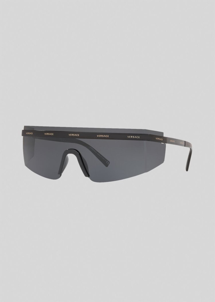 Versace Grey Logomania Visor γυαλια ηλιου ανδρικα μαυρα | CMR3DQK