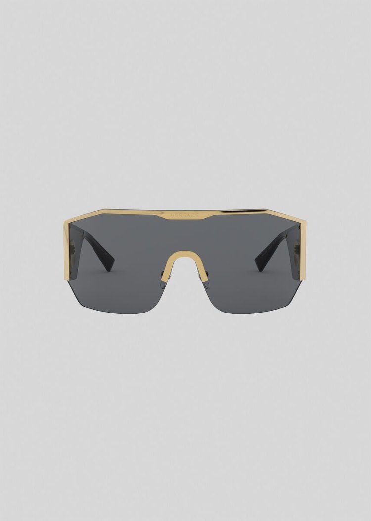 Versace Grey Medusa Halo Shield γυαλια ηλιου ανδρικα γκρι | VN2BKWH