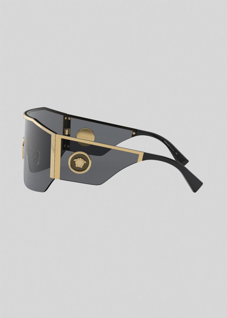 Versace Grey Medusa Halo Shield γυαλια ηλιου ανδρικα γκρι | VN2BKWH