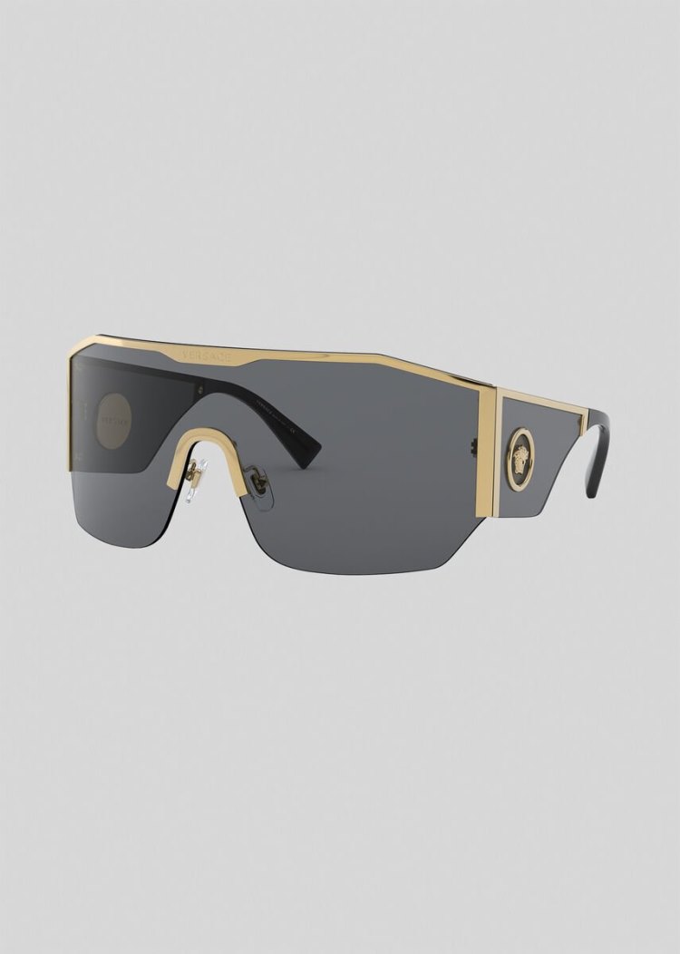 Versace Grey Medusa Halo Shield γυαλια ηλιου ανδρικα γκρι | VN2BKWH
