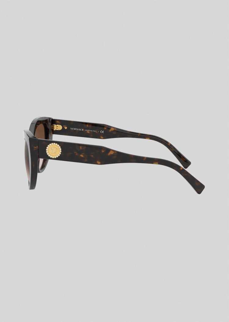 Versace Havana Cat-Eye Medusa Crystal γυαλια ηλιου γυναικεια καφε | HD89OU0