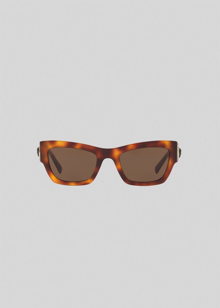 Versace Havana Medusa Ares Temple Stud γυαλια ηλιου γυναικεια καφε | KM63VL9
